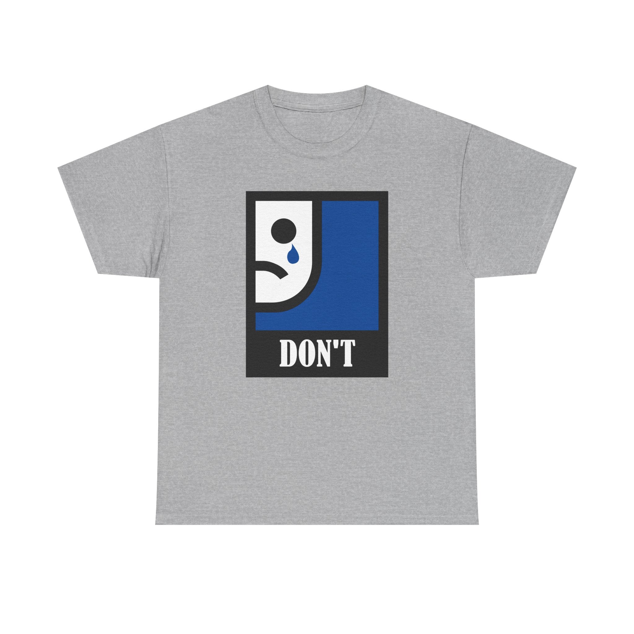 Gray t-shirt with a graphic design on a white background