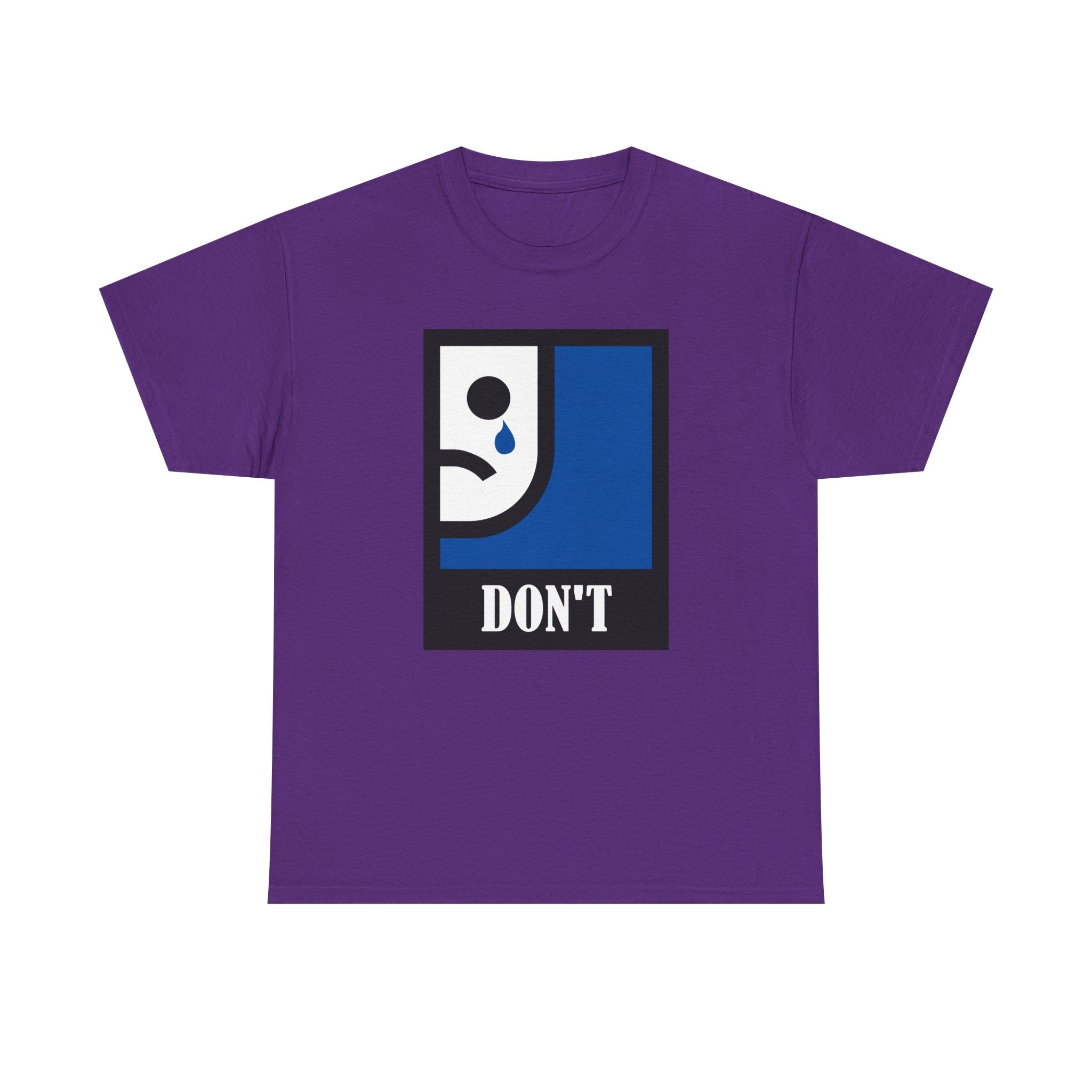 Purple t-shirt with a graphic design on a white background