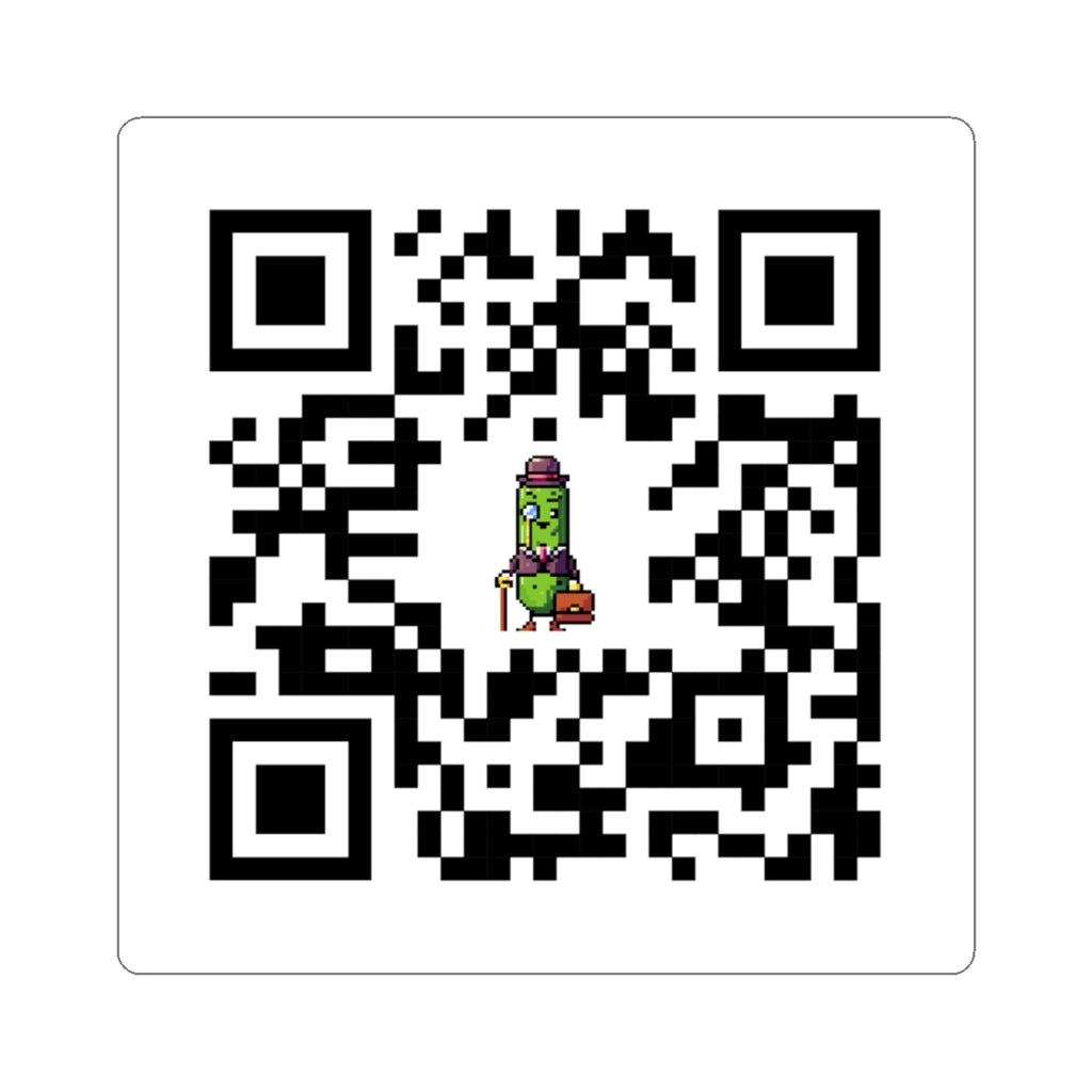 QR code with a cartoon character in the center on a white background